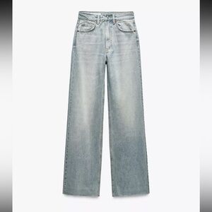 Zara TRF Full Length Light Blue High Rise Wide Leg Jeans